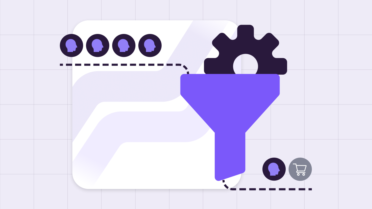 A funnel animation displaying how customers are attained on a website.