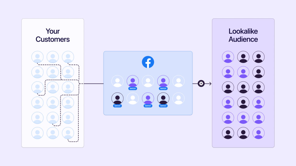 An infographic displaying a Facebook ad lookalike audience. 