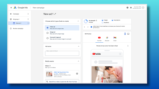 A screenshot of the Google Ads manager.