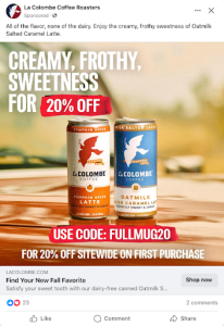 A Facebook ad for La Colombe coffee.