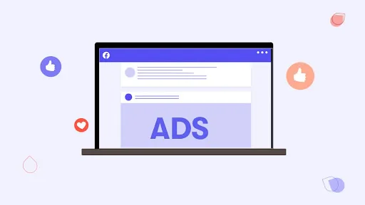A laptop displaying Facebook ads.